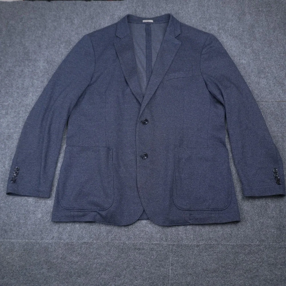 Nordstrom Rack Blazer Mens 44R Blue Trim Fit Textured Knit Sport Coat